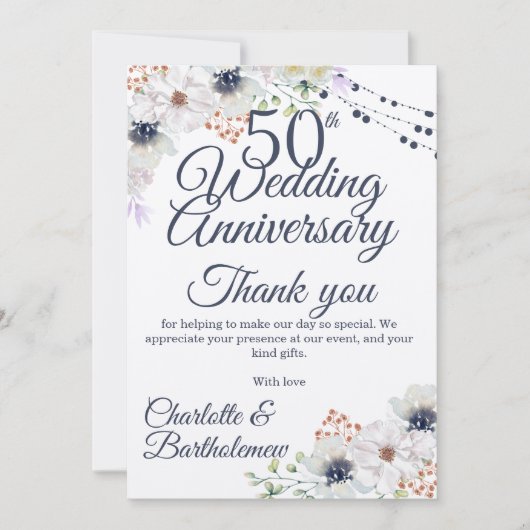 50周年記念結婚フローラクラフト サンキューカード (正面)