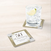 50周年記念結婚フローラスクエア紙海岸 スクエアペーパーコースター (インサイチュ)