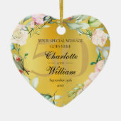 50周年記念結婚フローラモノグラム金ゴールド セラミックオーナメント (正面)