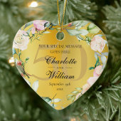 50周年記念結婚フローラモノグラム金ゴールド セラミックオーナメント