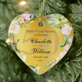 50周年記念結婚フローラモノグラム金ゴールド セラミックオーナメント