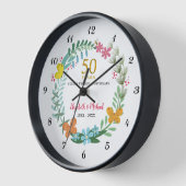 50周年記念結婚フローラ蝶 壁時計 (傾斜)