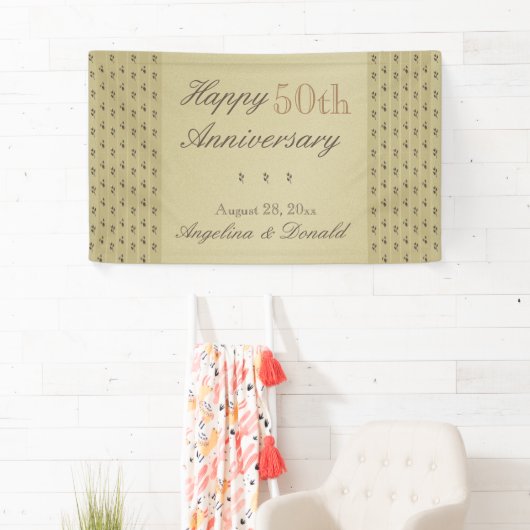 50周年記念結婚フローラ金ゴールドモダン 横断幕 (インサイチュ)