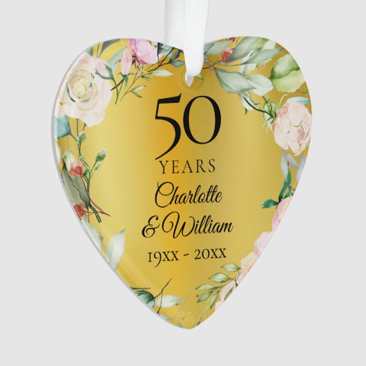 50周年記念結婚フローラ金ゴールド記念  オーナメント (正面)