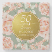 50周年記念結婚フローラ金ゴールド ストーンコースター (正面)