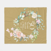 50周年記念結婚フローラ金ゴールド フリースブランケット (正面(横))