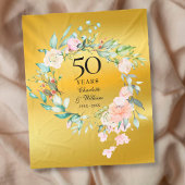 50周年記念結婚フローラ金箔 フリースブランケット