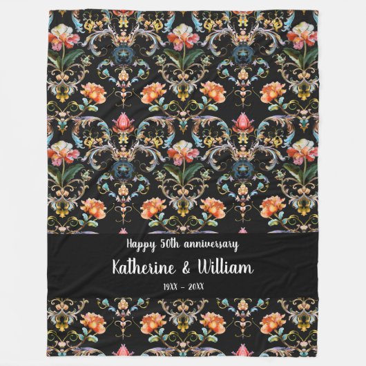 50周年記念結婚フローラ フリースブランケット (正面)