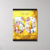 50周年記念結婚ブラシ付き金ゴールド写数々の真 キャンバスプリント (正面)