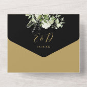50周年記念結婚ブラックと金ゴールドフローラ オールインワン招待状 (裏面)
