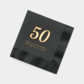 50周年記念結婚ブラックフォイルナプキンス 箔ナプキン (左)