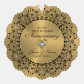 50周年記念結婚ブラックマンダラ金ゴールド オーナメントカード (正面)