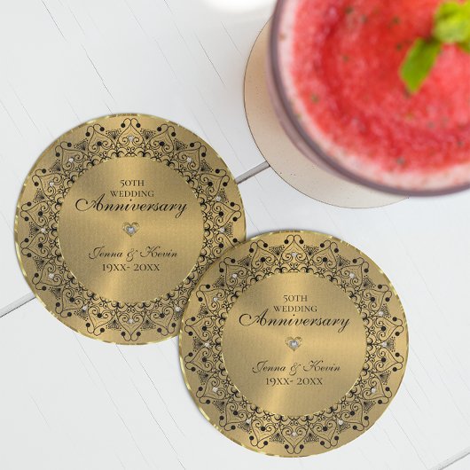 50周年記念結婚ブラックマンダラ金ゴールド コースター