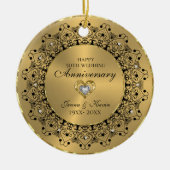 50周年記念結婚ブラックマンダラ金ゴールド セラミックオーナメント (正面)