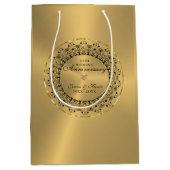 50周年記念結婚ブラックマンダラ金ゴールド ミディアムペーパーバッグ (正面)