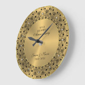 50周年記念結婚ブラックマンダラ金ゴールド ラージ壁時計 (傾斜)