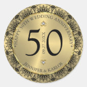 50周年記念結婚ブラックレース&金ゴールド ラウンドシール (正面)