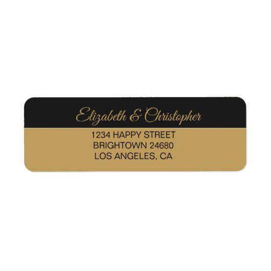50周年記念結婚ブラック金ゴールドアドレス ラベル (正面)