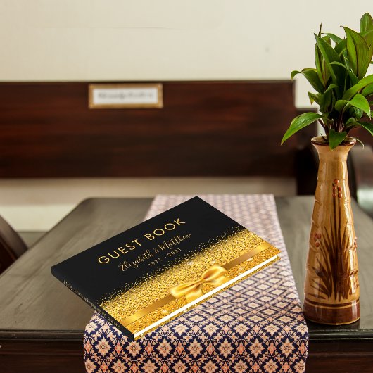 50周年記念結婚ブラック金ゴールド釉薬の輝き ゲストブック