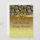 50周年記念結婚ブラック&金ゴールドダマスク2 招待状 (裏面)