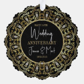 50周年記念結婚ブラック&金ゴールドフレーム オーナメントカード (裏面)