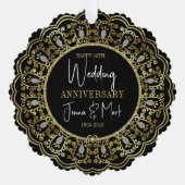 50周年記念結婚ブラック&金ゴールドフレーム オーナメントカード (正面)