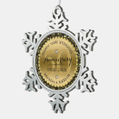 50周年記念結婚ブラック&金ゴールドフレ渦巻形のーム スノーフレークピューターオーナメント (右)