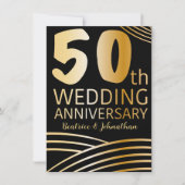 50周年記念結婚ブラック&金ゴールド写真 招待状 (正面)