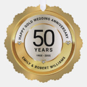 50周年記念結婚ブラック&金ゴールド オーナメントカード (正面)