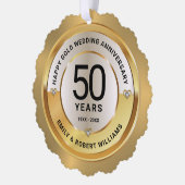 50周年記念結婚ブラック&金ゴールド オーナメントカード (左)