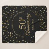 50周年記念結婚ブラック&金ゴールド シェルパブランケット (正面(横))