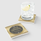 50周年記念結婚ブラック&金ゴールド ストーンコースター (横)