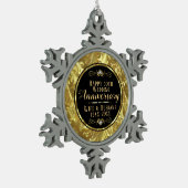 50周年記念結婚ブラック&金ゴールド スノーフレークピューターオーナメント (左)