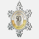 50周年記念結婚ブラック&金ゴールド スノーフレークピューターオーナメント (右)