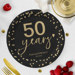 50周年記念結婚ブラック&金ゴールド ペーパープレート<br><div class="desc">祝書道紙プレートとスタイルして結婚エレガント、お願い申し上げます。彼らはあなたのパーソナライズされた詳細とカスタマイズ任意の色にすることができる。</div>
