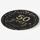 50周年記念結婚ブラック&金ゴールド ペーパープレート (アングル)