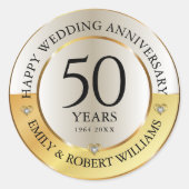 50周年記念結婚ブラック&金ゴールド ラウンドシール (正面)