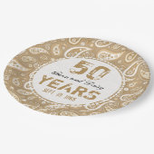 50周年記念結婚ペイズリー ペーパープレート (アングル)