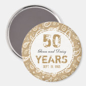 50周年記念結婚ペイズリー マグネット (正面/裏面)