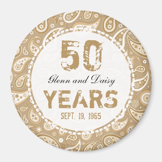 50周年記念結婚ペイズリー マグネット (正面)