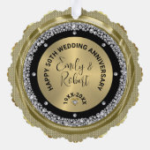 50周年記念結婚ホワイトダイヤモンドと金ゴールド オーナメントカード (裏面)