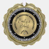 50周年記念結婚ホワイトダイヤモンドと金ゴールド オーナメントカード (正面)