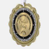 50周年記念結婚ホワイトダイヤモンドと金ゴールド オーナメントカード (左)