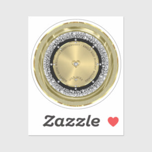 50周年記念結婚ホワイトダイヤモンドと金ゴールド シール