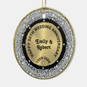 50周年記念結婚ホワイトダイヤモンドと金ゴールド セラミックオーナメント (左)
