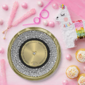 50周年記念結婚ホワイトダイヤモンド&金ゴールド楼 ペーパープレート (パーティー)