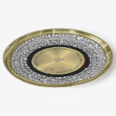 50周年記念結婚ホワイトダイヤモンド&金ゴールド楼 ペーパープレート (アングル)