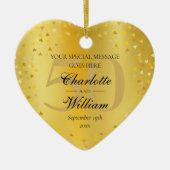 50周年記念結婚モノグラム金ゴールドハート セラミックオーナメント (正面)