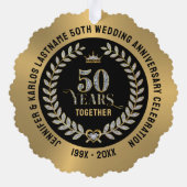 50周年記念結婚ローレルきらめくリース オーナメントカード (裏面)