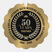 50周年記念結婚ローレルきらめくリース オーナメントカード (正面)